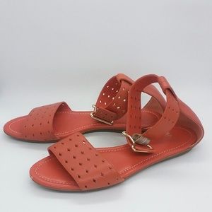 Bally Flat Ankle Cuff Orange Leather Sandals